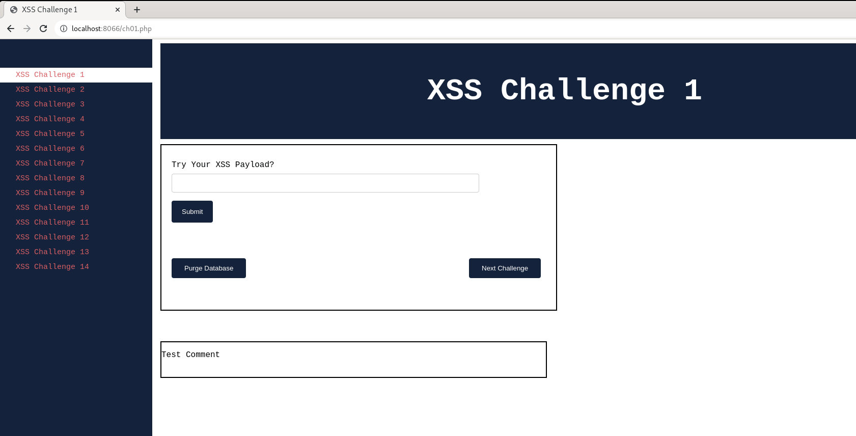 Figure 2: XSS Vulnerable Kurukshetra App - Challenge 1