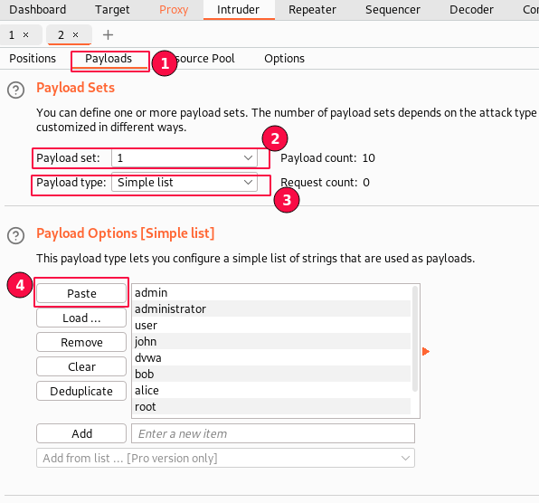 Figure 12: Usernames Payload