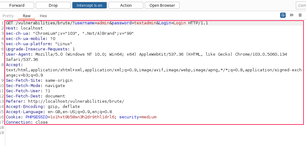 Figure 2: Brute Force Login Reqest Medium