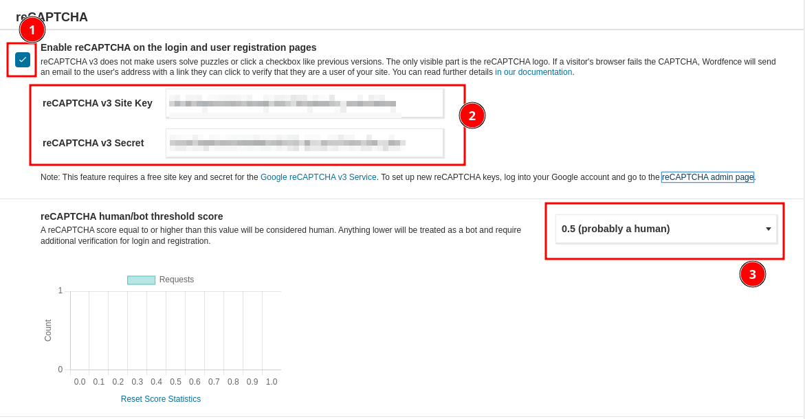 Figure 16: Wordfence - Login Settings - reCaptcha