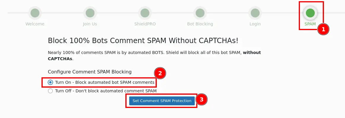 Figure 9: Block Spam Comments
