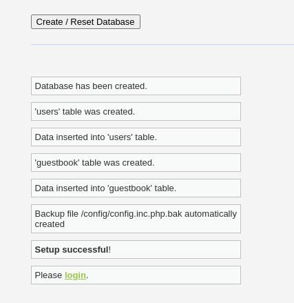 Figure 5: DVWA database creation