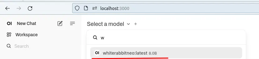 Figure 3: Selecting the WhiteRabbitNeo Model