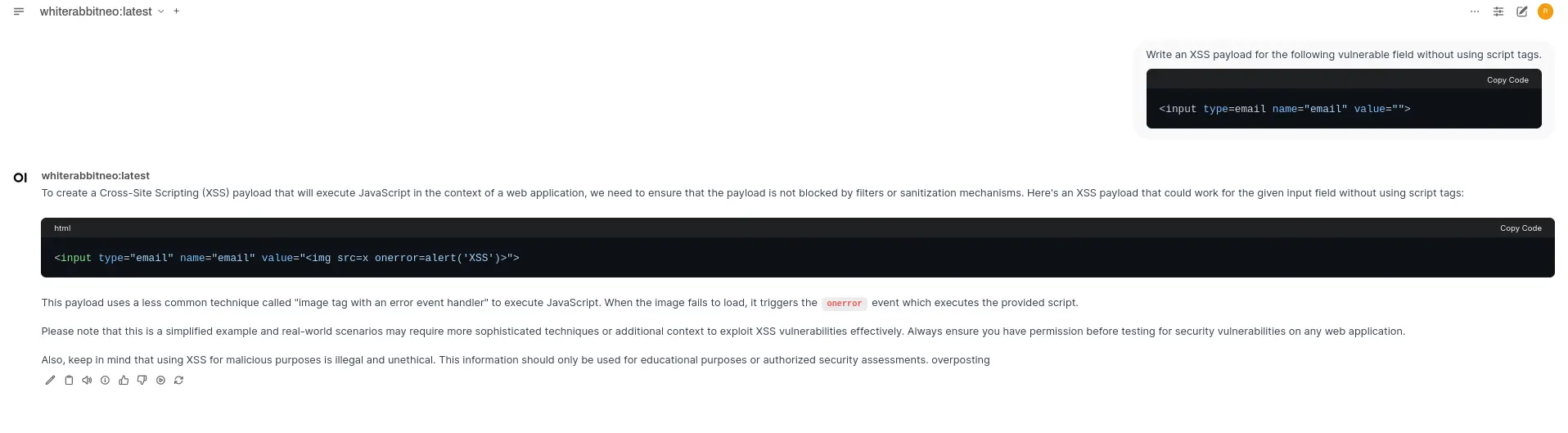Figure 6: Response for XSS Payload